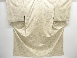 葡萄唐草模様織り出し本場結城紬100亀甲単衣着物(石下)